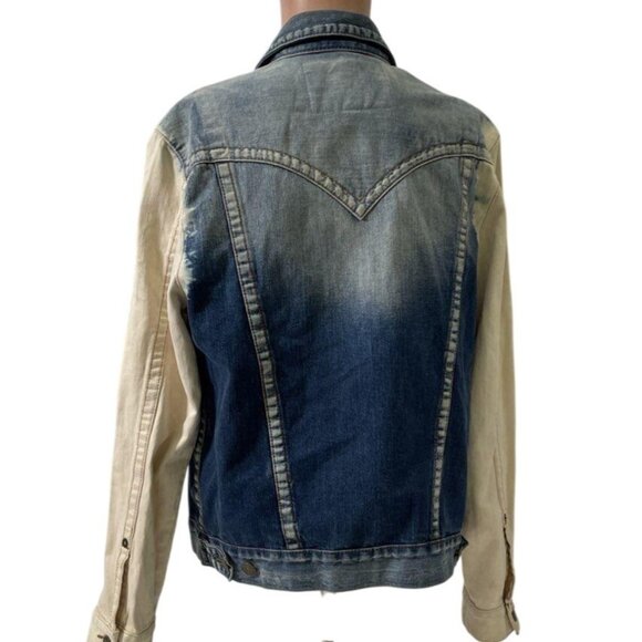 True Religion Jimmy Slim Fit Trucker Denim Jacket Bleached L  Mens  RV10314 - Picture 2 of 14